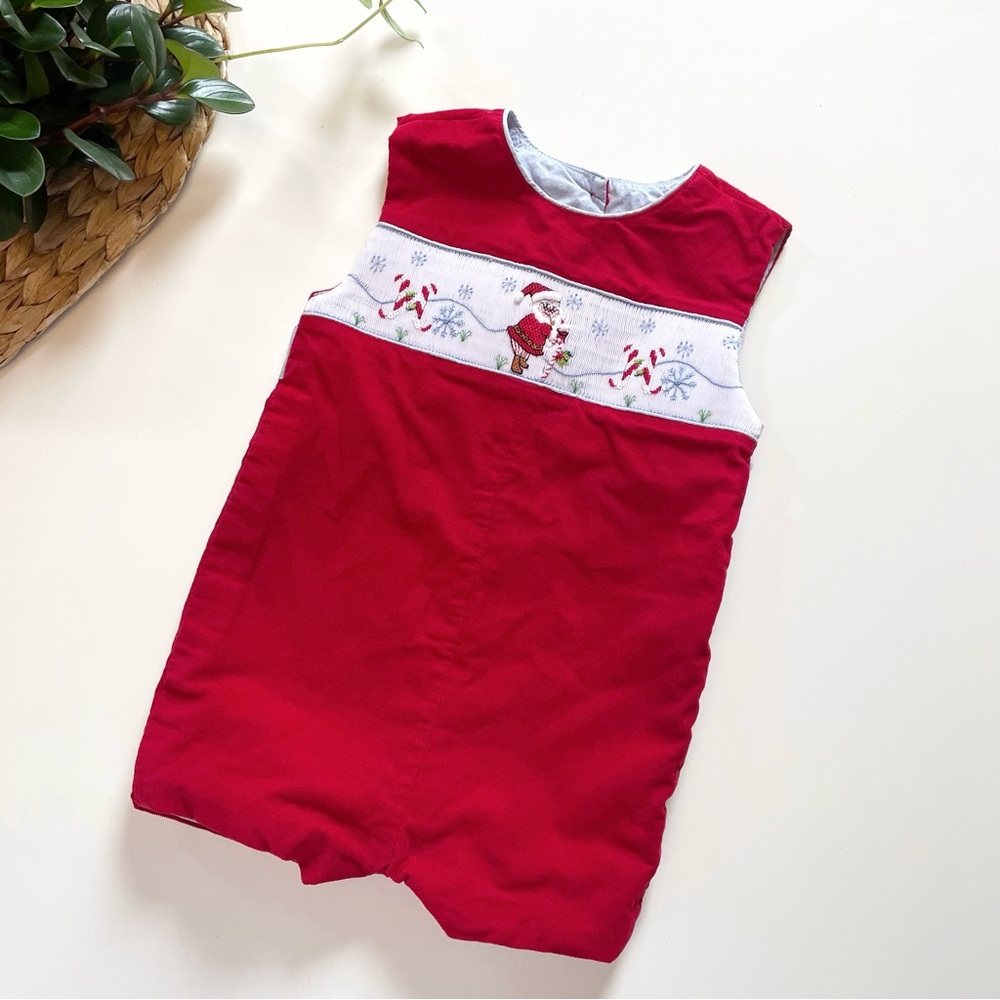 • Beaux et Belles Smocked Corduroy Holiday Romper • Please Read •